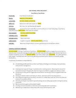 Example Food Pantry Assistant Job Description Page 1 